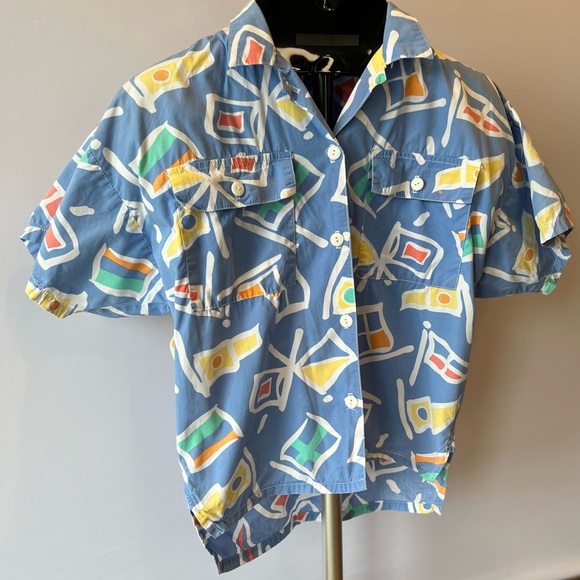 Vintage 90s Patterned Boscali Button Down Shirt - Petite - Picture 3 of 13